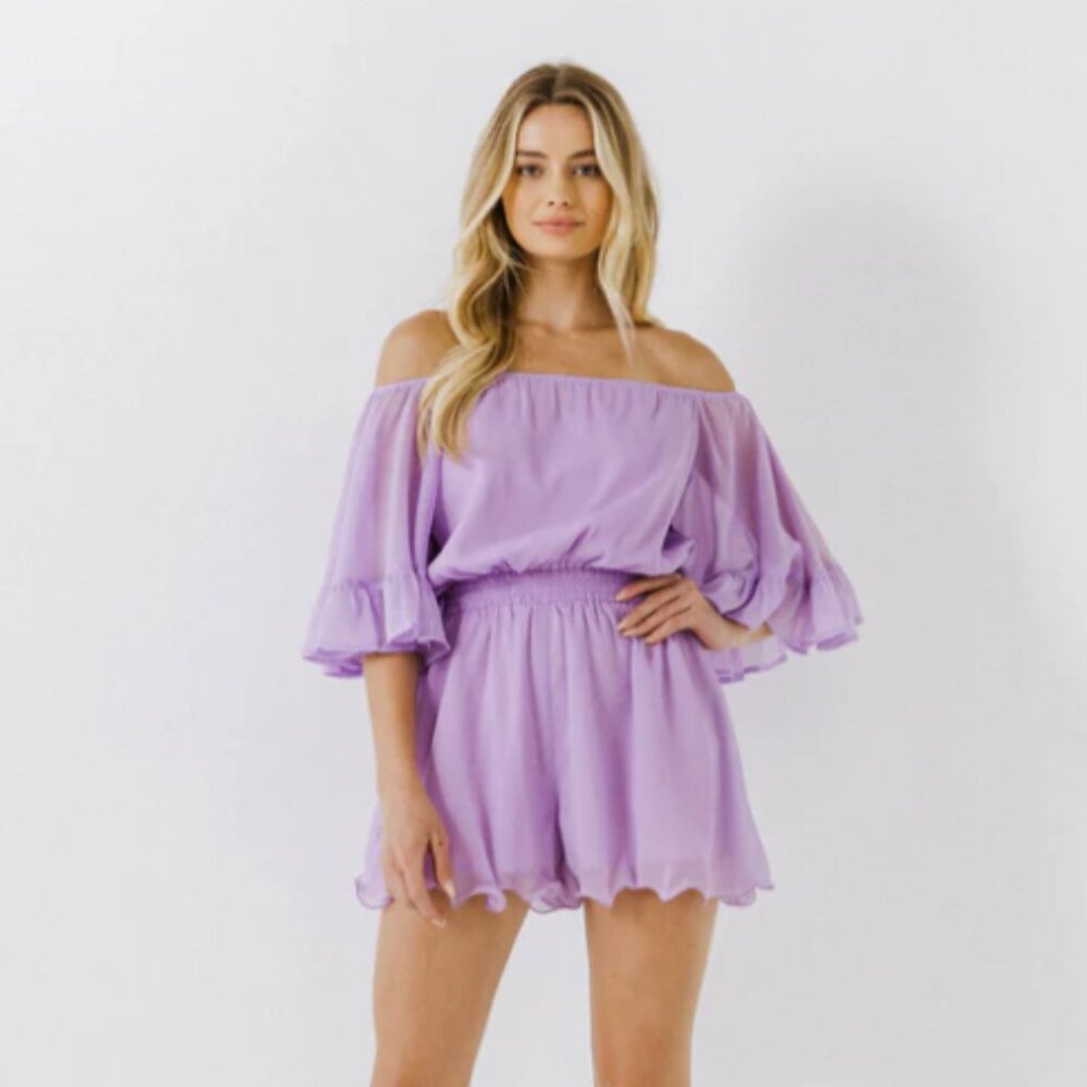 Endless Ross Purple Ruffled Romper
